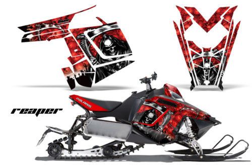 Amr racing graphic decal wrap kit polaris rush pro rmk 600/800 sled - reaper red