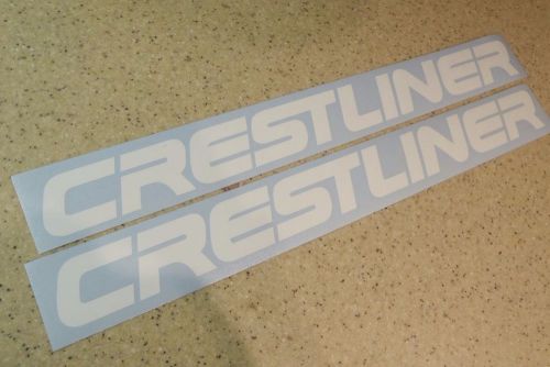 Crestliner vintage boat decals 18&#034; white 2-pak free ship + free fish decal!