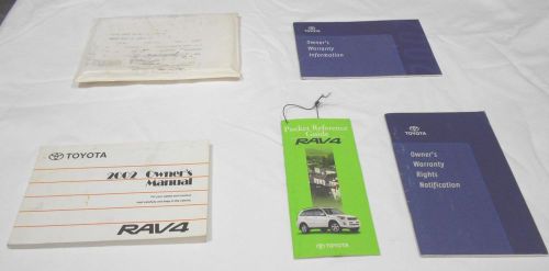 2002 toyota rav4 owner manual 5/pc.set &amp; white plastic dealer case.free s/h