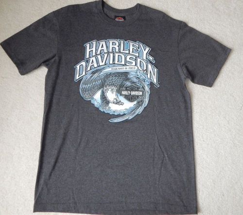 Mens harley davidson t-shirt blank back heather gray lg nwot chained eagle