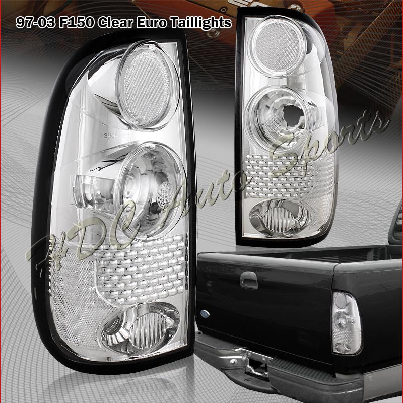 1997-2003 ford f150/f250/f350 chrome housing clear lens rear tail light lamps