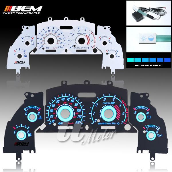 Deal bem 96-98 ford mustang el glow gauge v6 white cluster face wiring harness