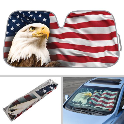 Us eagle flag sunshade for car suv truck jumbo folding windshield auto shade