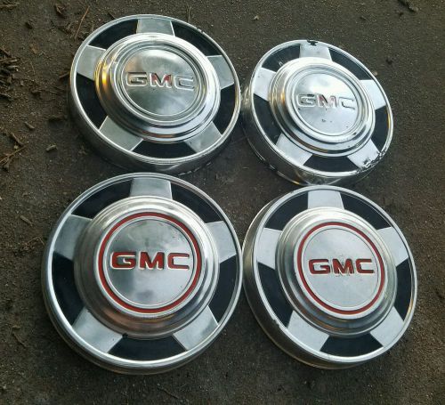 Set of 4 oem 1970s-90s gmc 1/2 ton pickup truck cargo van 10.5&#034; dog dish hubcaps