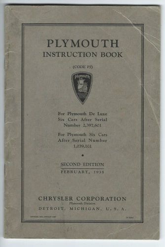 Plymouth instruction book plymouth de luxe 1935 + original regristration cards