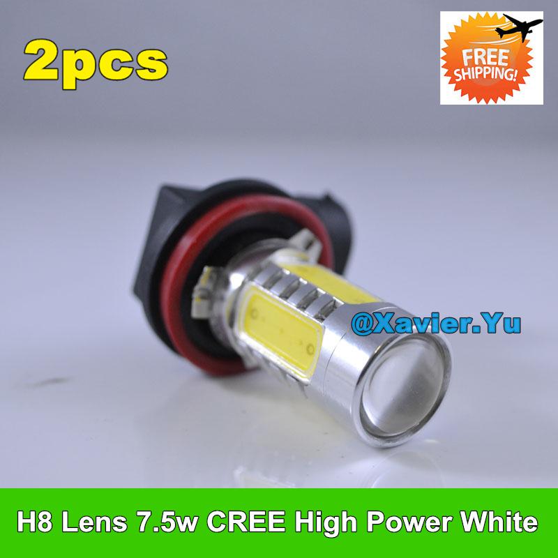 Super bright h8 7.5w car led bulb fog lamp driving light with lens 10-24v 2pcs a