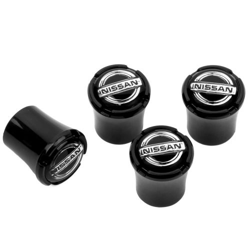 Nissan logo black tire valve stem caps -  made in usa quality - licensed product