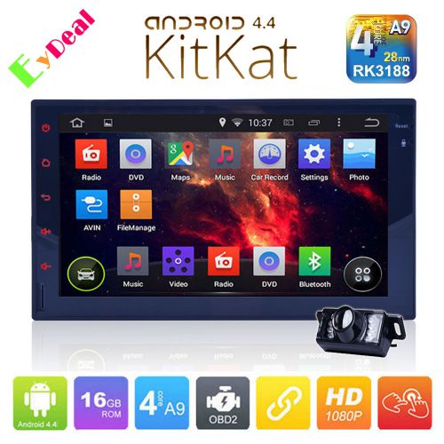 7&#034; quad core double 2din android 4.4 kitkat car gps nav stereo wifi 3g obd radio