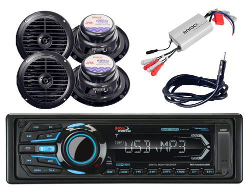 Boss bluetooth usb ipod radio, 2 120w 6.5&#034; black speakers,antenna,800w amplifier