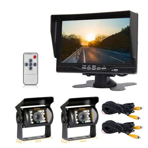 7&#034; tft lcd monitor+2x truck bus backup ccd reversing camera + 2x 10m av cable