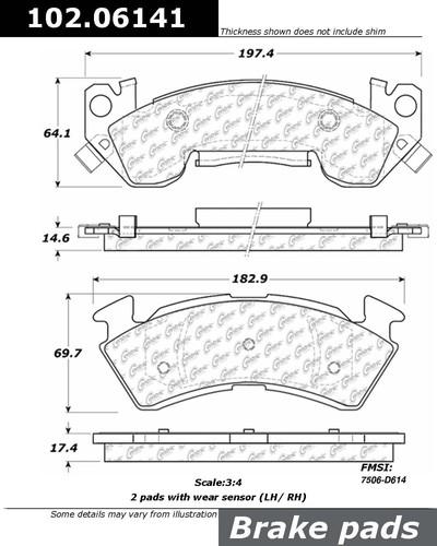 Centric 102.06141 brake pad or shoe, front-c-tek metallic brake pads