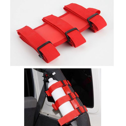 Big fire extinguisher holder adjustable strap for jeep wrangler tj yj jk cj red