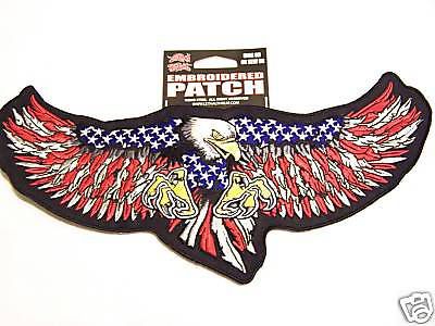 #0948-l motorcycle vest patch eagle attack