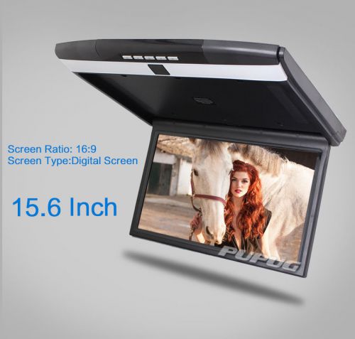 15.6&#034; car ceiling flip down overhead roof mount digital screen monitor sd/usb/fm