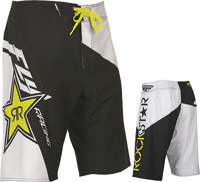 New fly racing rockstar board short white/black/yellow sz 36 free ship