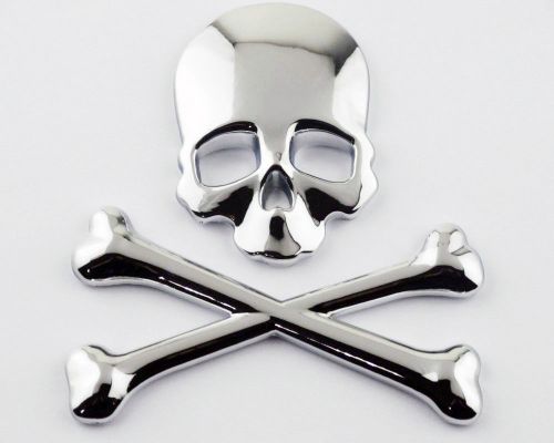 Motorcycle chrome 3d steel skull bone fuel tank badge fairing decal sticker diy