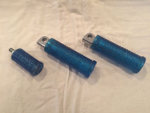 Blue metalflake motorcycle foot pegs shift knob