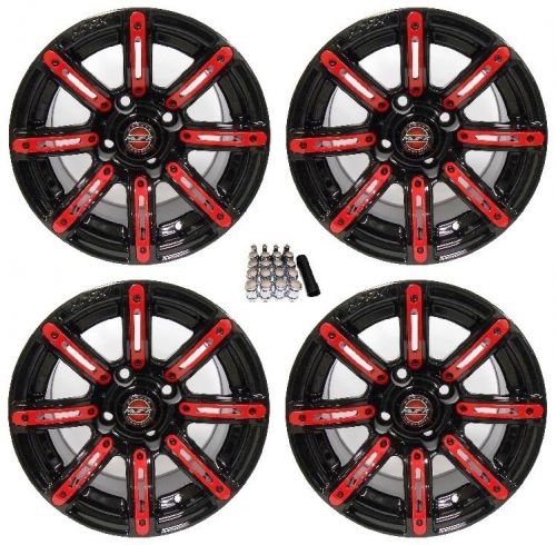 Madjax 14&#034; illusion black/red golf cart wheels/rims yamaha