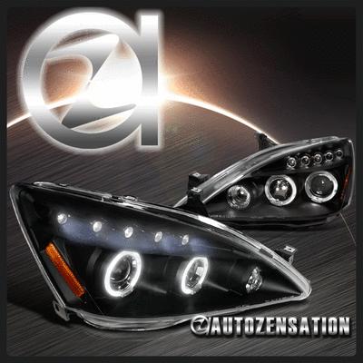 03-07 honda accord 2dr 4dr black halo projector led headlights