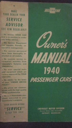 1940 chevrolet owner&#039;s manual 1940 passenger cars - 1st edition