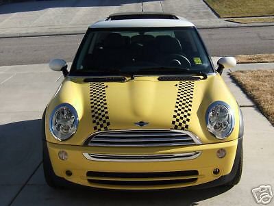 Mini cooper checkered bonnet stripes hood 5&#034; wide 02-13 decals