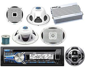 6.5&#034;marine speakers/10&#034;sub,speaker wire,amplifier,jvc marine cd usb radio&amp;remote