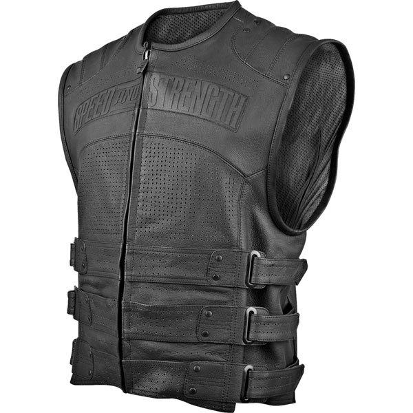 Black m speed and strength hard knock life leather vest