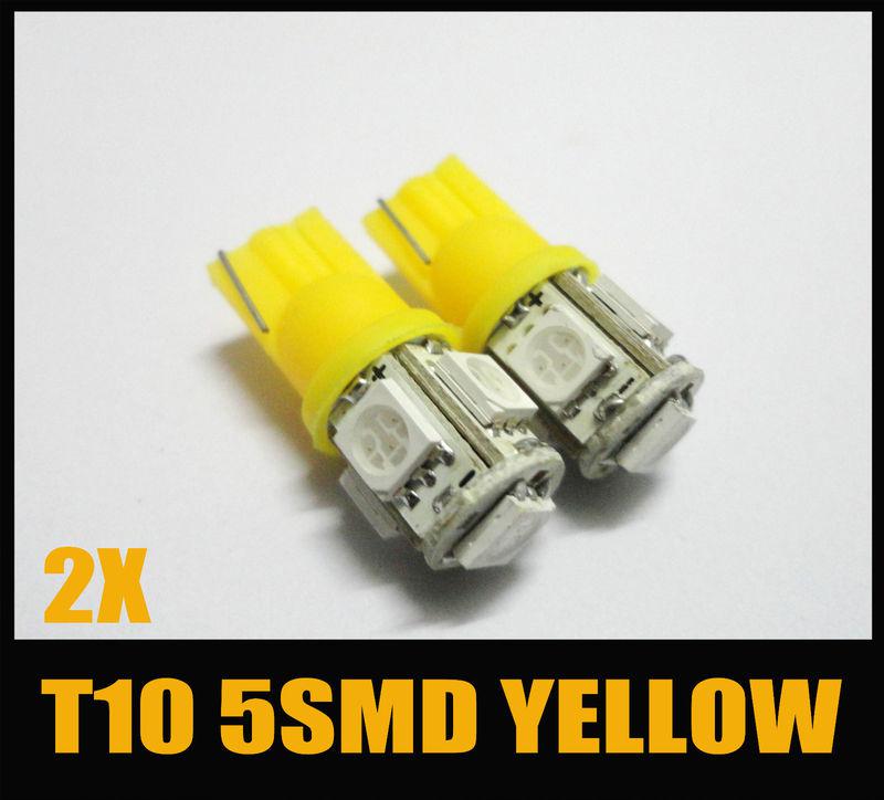 2pcs amber t10 5-smd led map light bulbs 168 194 656 657 901 904 159 #hf11