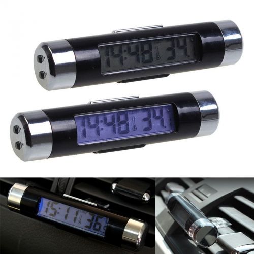 Good 2 in 1 clip-on backlight led digital display car vehicle clock thermometer