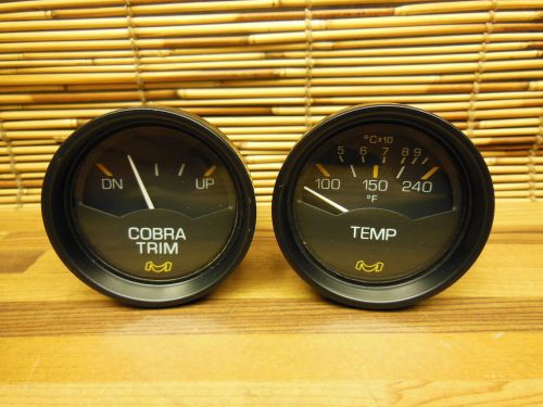 Cobra marine trim and temperature temp gauge set new old stock- yellow