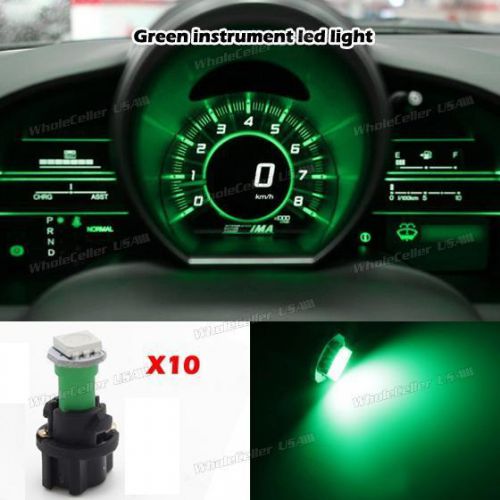 10pcs t5 pc74 hole speedometer panel cluster plug green led light bulb