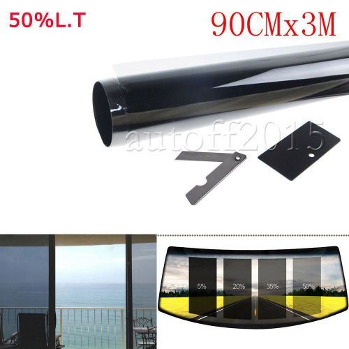 2ply 35&#034; x 10ft 50% vlt black car home glass window tint tinting film vinyl roll