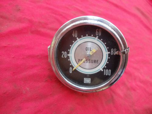 Shelby 2-5/8&#039;&#039; original stewart warner green line oil pressure gauge