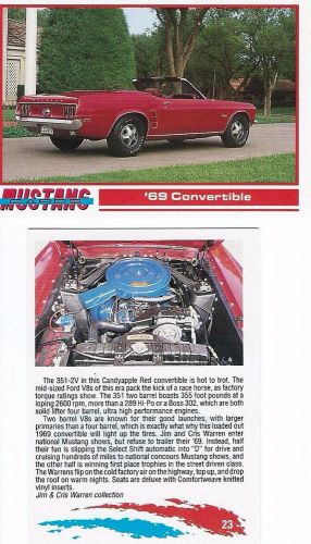 1969 mustang convertible collector card  2 1/2&#034;x3 1/2&#034;