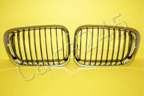 Bmw 3-series 1999-2001 e46 4dr chrome &amp; black grille pair left+right