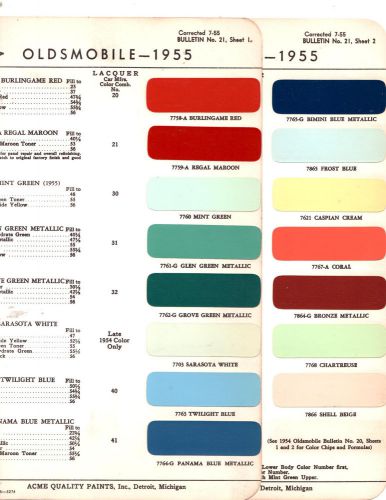 1955 oldsmobile 88 super 88 98 55 paint chips acme 2