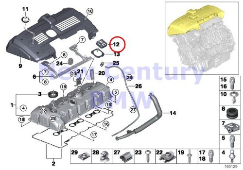 Bmw genuine cylinder head housing ventilation cap for oil filler e53 e60 e60n e6