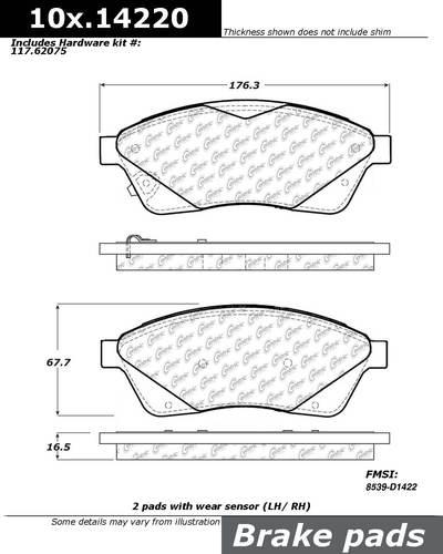 Centric 104.14220 brake pad or shoe, front