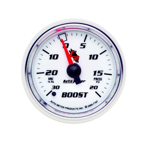 Auto meter 7107 boost-vacuum gauge 2-1/16&#034; white face c2 series 30 in