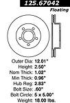 Centric parts 125.67042 front performance rotor