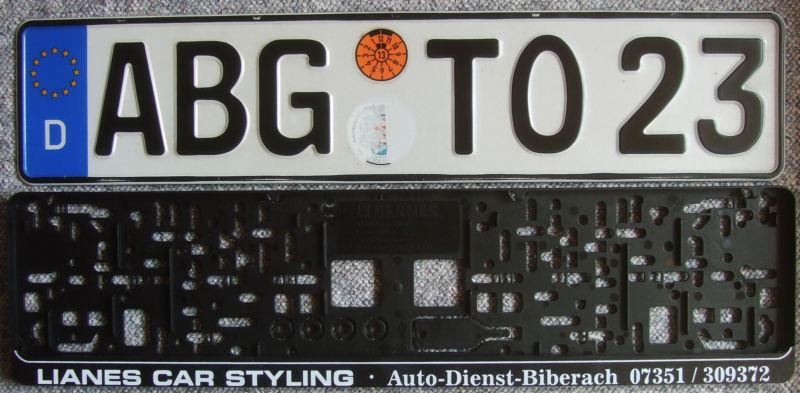 Genuine german license plate from germany with new frame mercedes