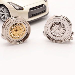 Racing wheel rim keychain creative auto part keyring key chain ring gold silver