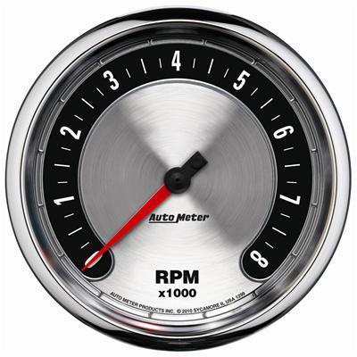 Autometer american muscle tachometer 0-8,000 5" dia in-dash silver face 1299