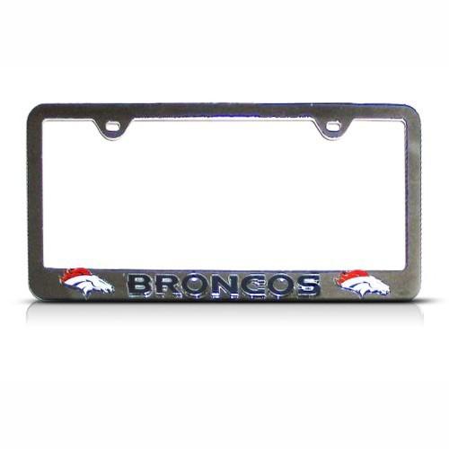 Denver brancos 3d zinc metal plated license plate frame tag holder