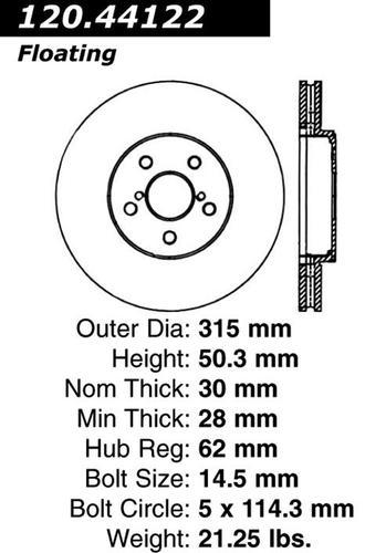 Centric 120.44122 front brake rotor/disc-premium rotor-preferred