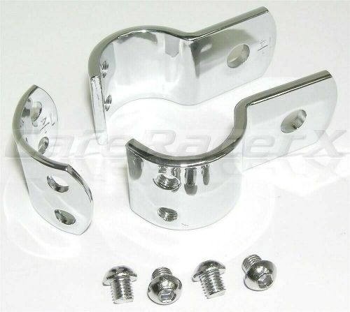 1-1/2&#034; roll bar clamp bracket mount 1.5&#034; 38mm chrome 3 piece bracket