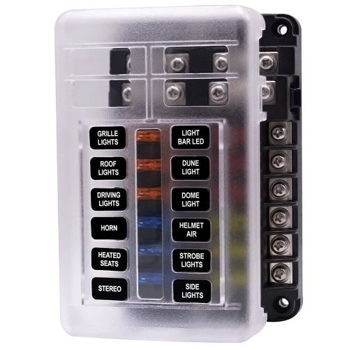 12-way blade block fuse box led indicator holder auto marine waterproof 2 set