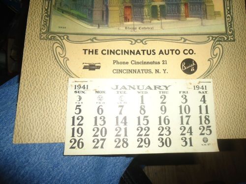 1941 the cincinnatus auto co. calendar-chevy &amp; buick dealer-never given out