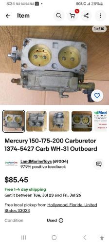 Mercury 150-175-200 carburetor 1374-5427 carb wh-31 outboard