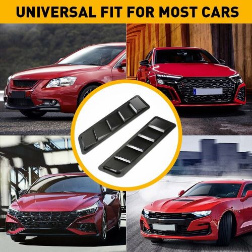 Black car hood vent cold scoop kit air flow intake louvers cooling bonnet cover